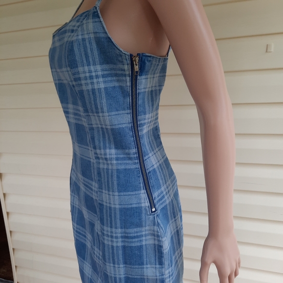 DIvided H&M Woven Fabric Womens Fitted Mini Dress Zip Side Spaghetti Straps SZ M - Picture 6 of 12
